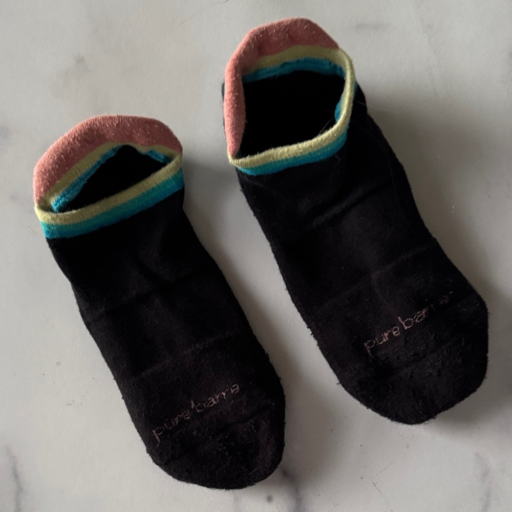 Pure Barre Black Socks with Colorful Trim